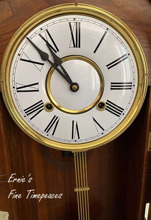 Big Antique Solid Wood Wall Clock, 8 Days Winding, Chime Full Hour, Serviced