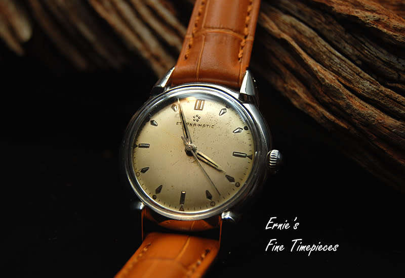 Vintage Eterna Matic Automatic Men's Watch, from 1956, Unusual Lugs, Serviced
