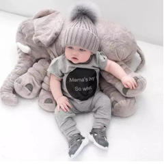 Elephant Baby Pillow - Grey and Pink