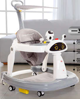 Six Wheel Multifunction Anti-rollover Baby Walker with Can adjustable Infant Push Trolley with Light