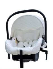 White leather baby eggshell car seat