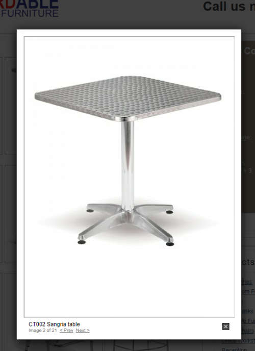 2 x Square Canteen Table Aluminium 800x800 4 Spoke Base