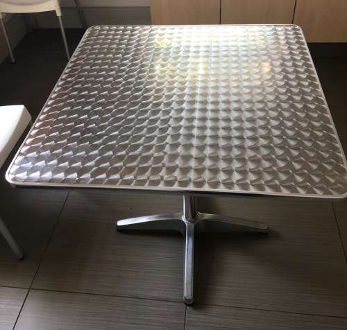 2 x Square Canteen Table Aluminium 800x800 4 Spoke Base