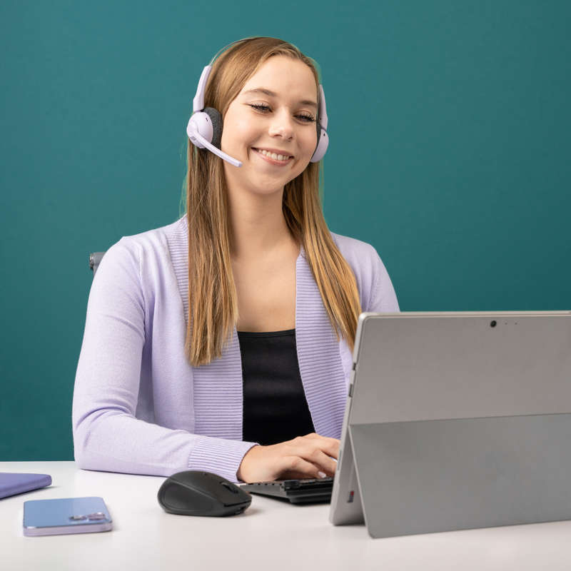 Go Work Pop On-Ear Wireless Headset with 50+ Hrs Playtime and Rotating Boom Mic