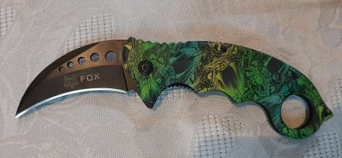 Collective Karambit automatic knife with black stainless steel blade, aluminium handle