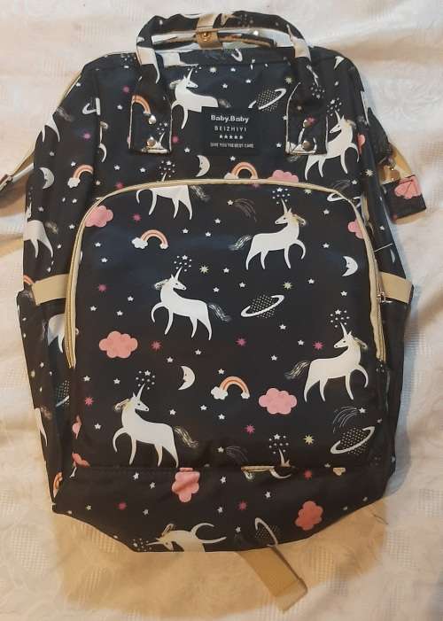 Navy Blue Unicorn Nappy / creche Backpack Bag