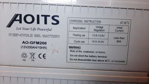 200Ah Deep Cycle gel battery 12v