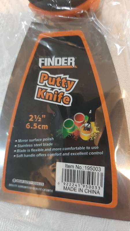 Putty Knife 65mm mirror surface polish, stainless steel blade, flexible, soft handle