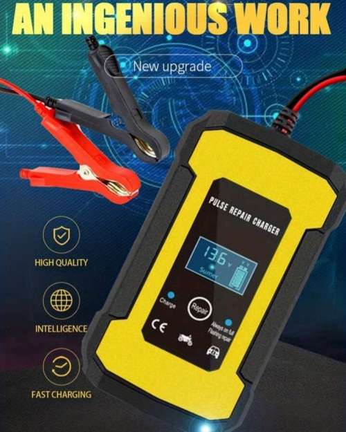 12V Intelligent Battery Charger, voltage and temperature detection, auto stop, cooling fan
