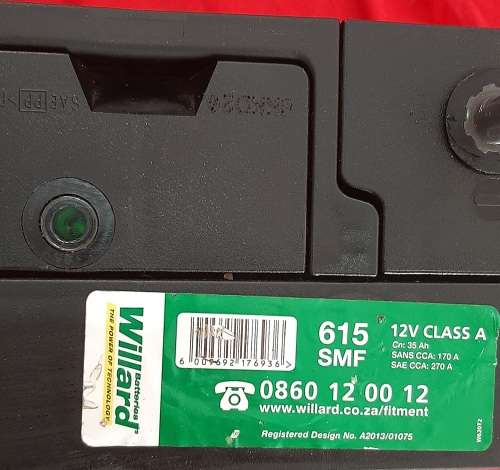 Willard 615 SMF 35Ah 12V 270A class A (used as demo/display only)