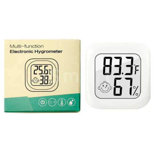 ISMART Thermometer Hygrometer Indoor Room Temperature Gauge with Smiley design, includes battery