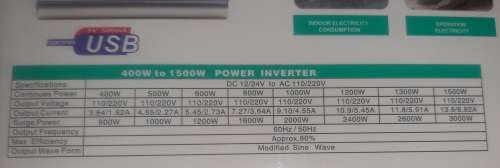 *500W* Power Inverter, short circuit protection, thermal protection
