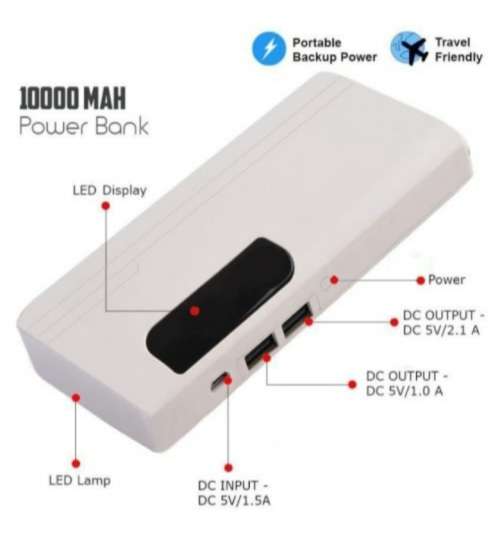*10 000* mah USB backup power with emergency light,  quick charge, dual port