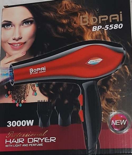 3000W Blue Professional Hairdryer, Light and Perfume, nozzle & finger diffuser, temp&speed setting