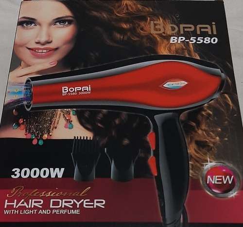 3000W Blue Professional Hairdryer, Light and Perfume, nozzle & finger diffuser, temp&speed setting