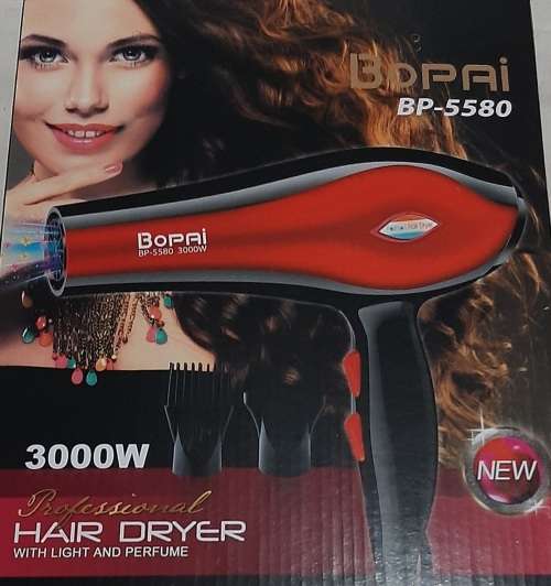 3000W Blue Professional Hairdryer, Light and Perfume, nozzle & finger diffuser, temp&speed setting