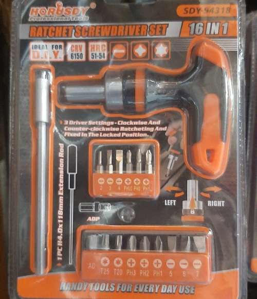 16 in 1 Ratchet Screwdriver Set, with Extension Rod, and 14 Bits, 3 driver settings, must have