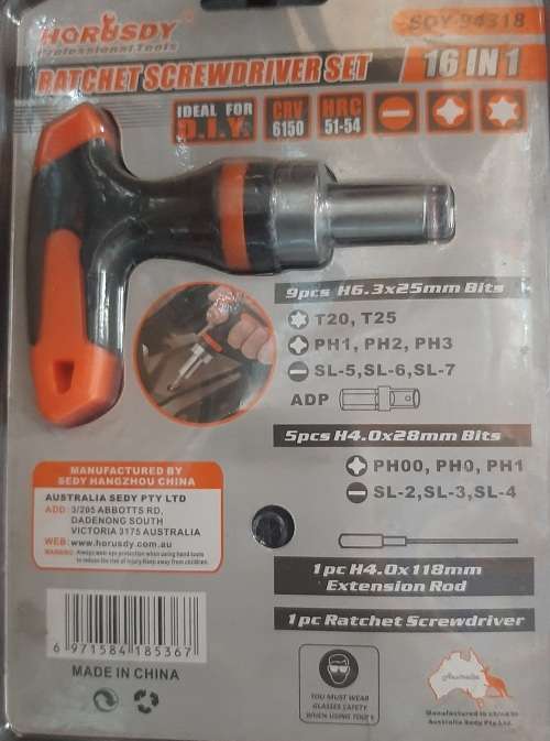 16 in 1 Ratchet Screwdriver Set, with Extension Rod, and 14 Bits, 3 driver settings, must have