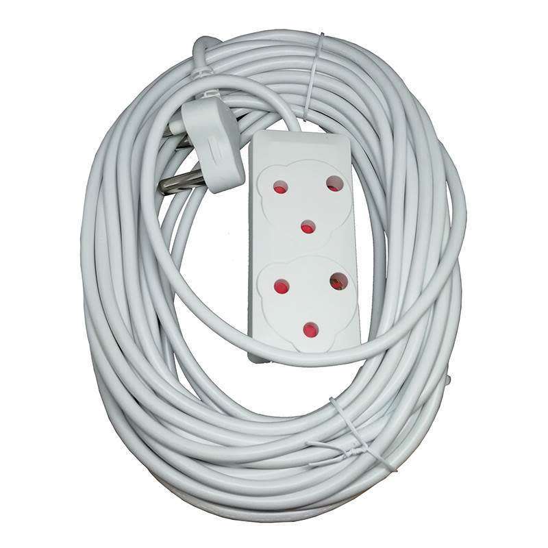 15m Extension Cord with a 2-Way Multiplug - White