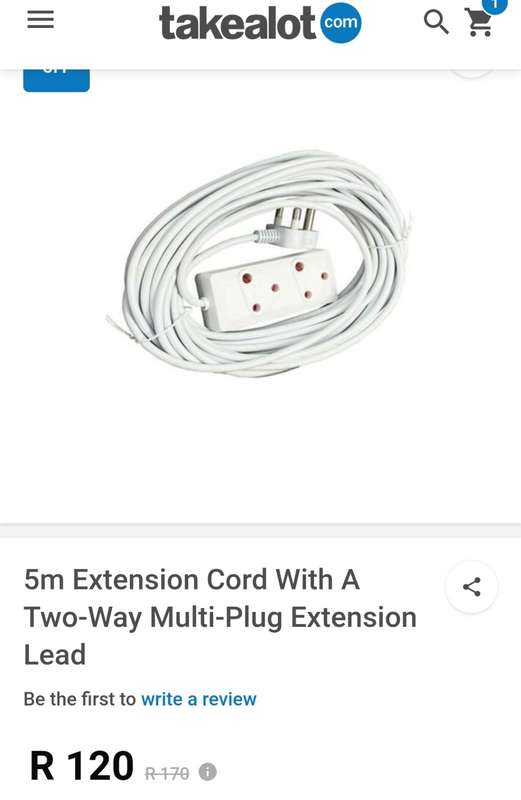 5m Extension Cord With A Two-Way Multi-Plug Extension Lead
