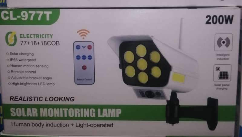 200W Dummy Camera Solar Monitoring Light / Lamp, human body induction, remote control