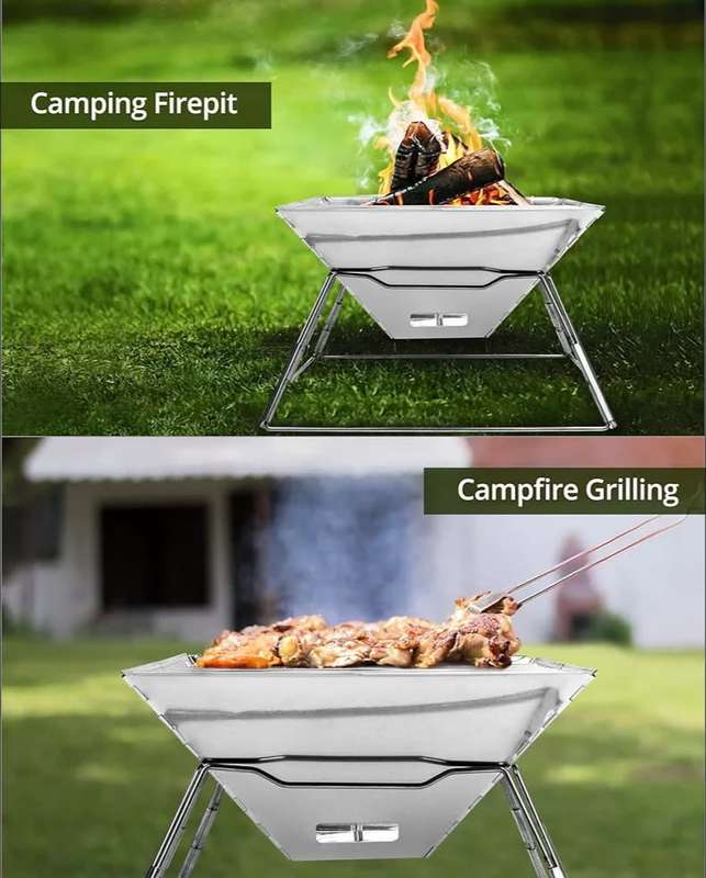 Foldable Barbeque Braai Stainless Steel Camping Outdoor Strong easy cleanable with ash tray