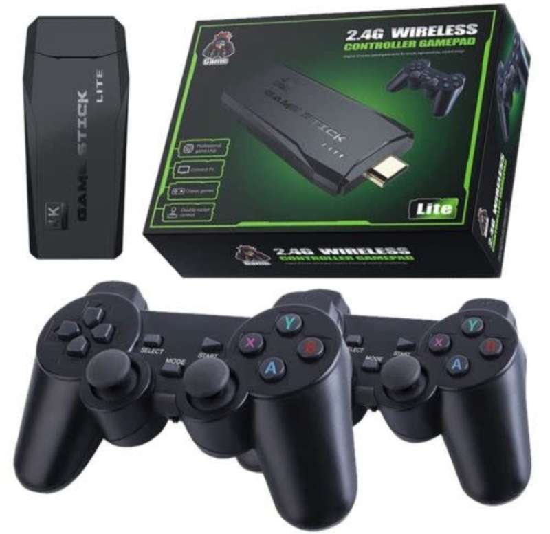4K Game Stick with 1000+ Games. 64GB. HDMI, 2 Wireless Controllers