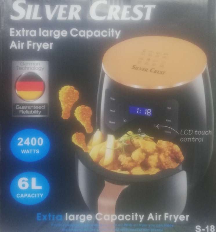 Airfryer Xlarge Capacity, LCD touch and control,  2400watt  6L , German technology, Silver Crest