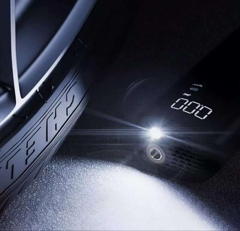 Car air pump, LED digital display, real-time display current tyre pressure, with LED flashlight