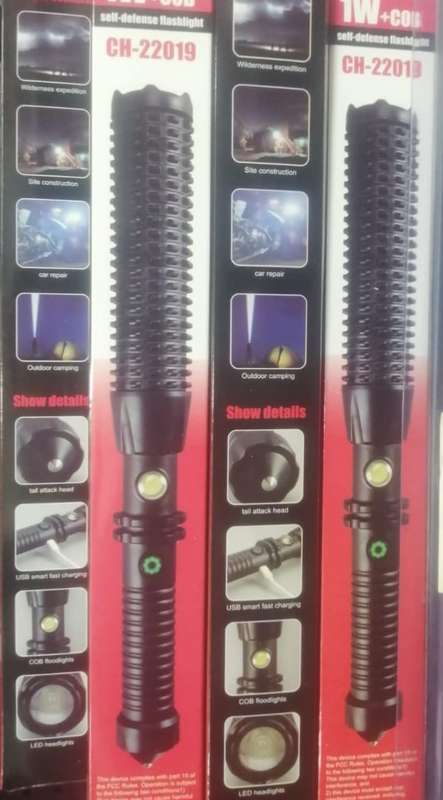 Tactical Self-Defence LED Flashlight, Rechargeable, Waterproof, tail attack head