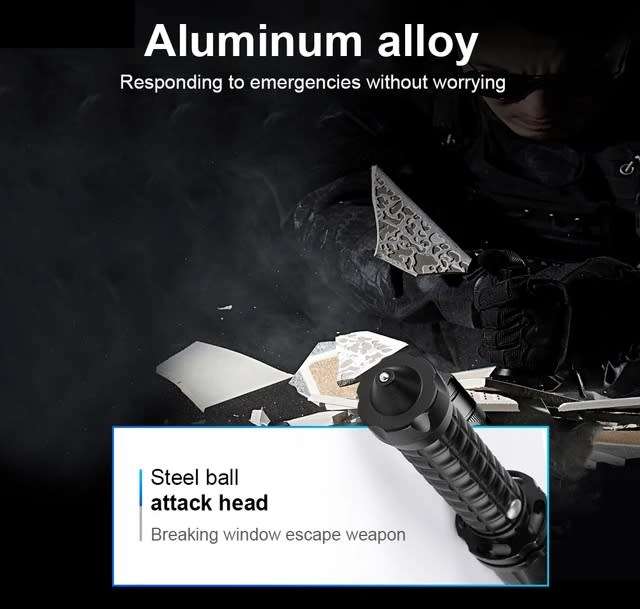 Tactical Self-Defence LED Flashlight, Rechargeable, Waterproof, tail attack head