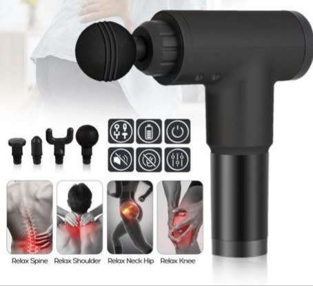 Portable Massage Gun, 4 different heads, multiple Vibration Level Settings, deep tissue pain relief
