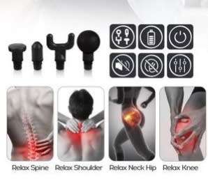 Portable Massage Gun, 4 different heads, multiple Vibration Level Settings, deep tissue pain relief