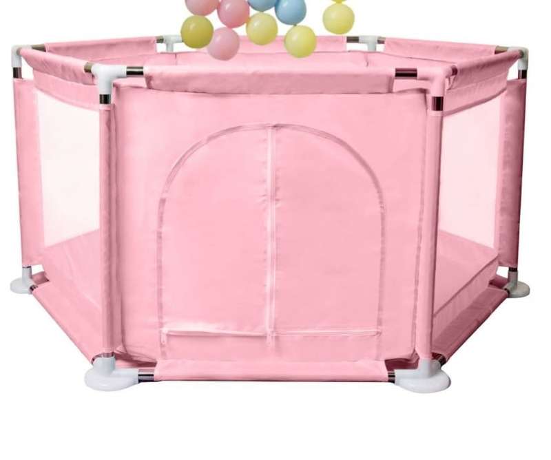 Baby Playground Safety Fence with 10 Ocean Balls-Maca Pink or ocean blue