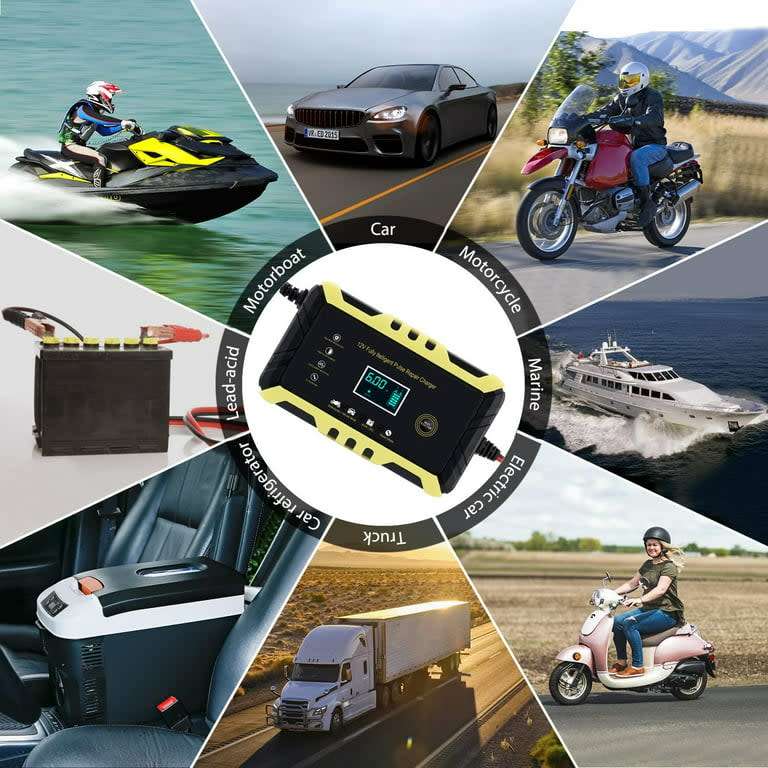 12V Intelligent pulse repair charger, LCD display, overvoltage protection, full power auto stop