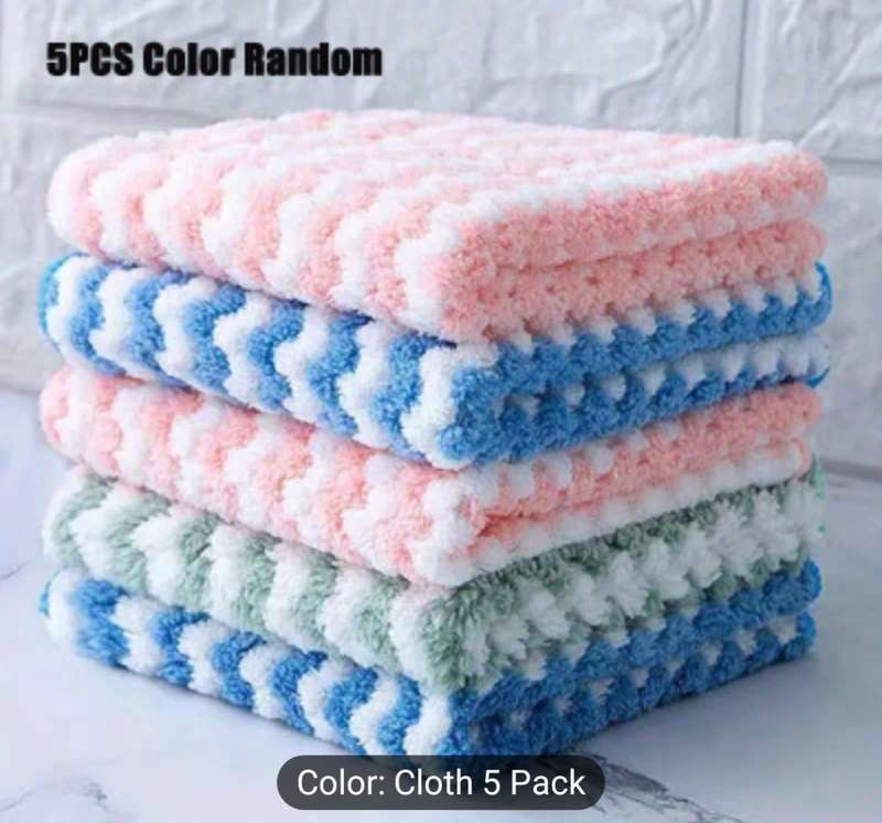 5pack Soft & Ultra-Absorbent Microfiber Cloths, Reusable And Machine Washable