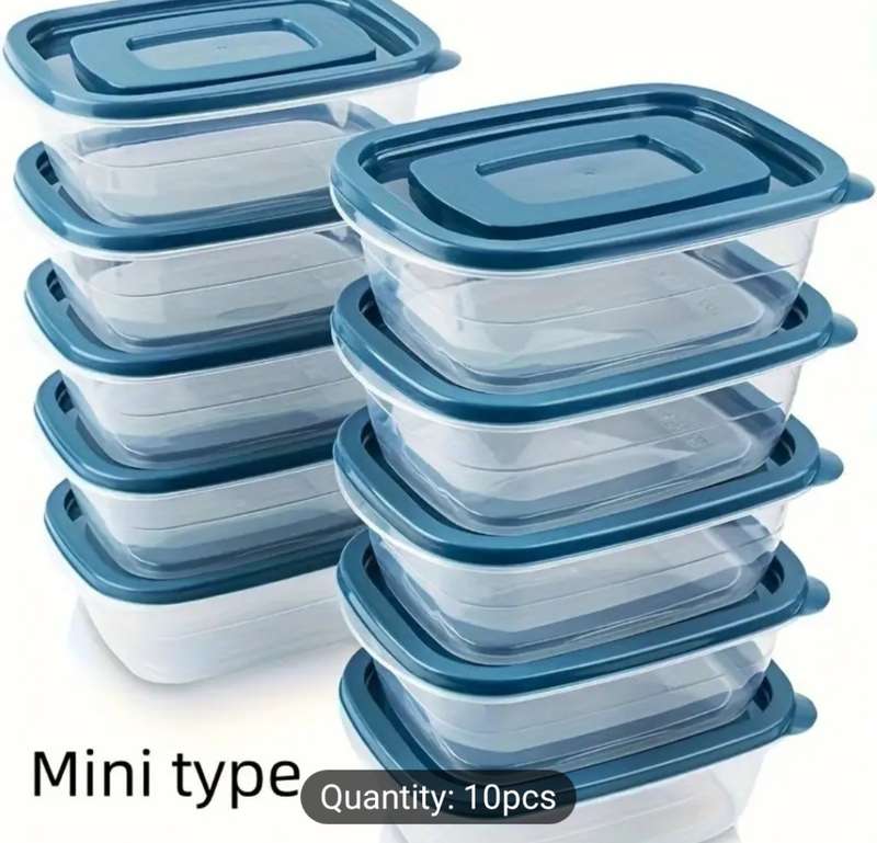 10pcs Storage Container, Rectangular Plastic Partial Boxes Set With Lids, Reusable