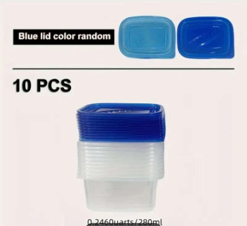 10pcs Storage Container, Rectangular Plastic Partial Boxes Set With Lids, Reusable