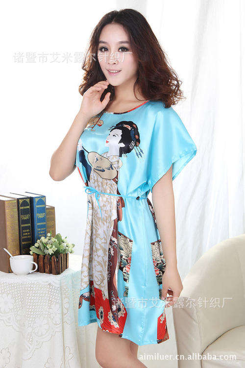 ONE SIZE Extra Large Sexy Women Pajamas imitated silk chubby or pregnant