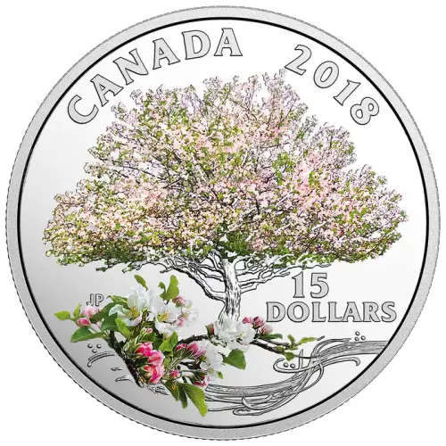 2018 $15 Fine Silver Coin - Celebration of Spring: Apple Blossoms