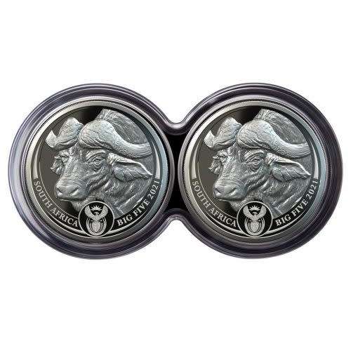 BIG 5 Fine-Silver Double Proof Coin Set 2021 - Buffalo
