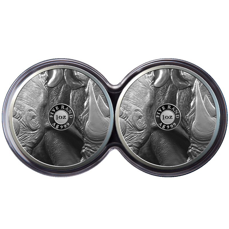 BIG 5 Fine-Silver Double Proof Coin Set 2019 - Rhino