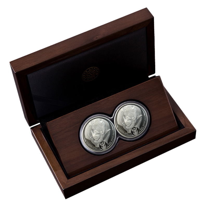 BIG 5 Fine-Silver Double Proof Coin Set 2019 - Rhino