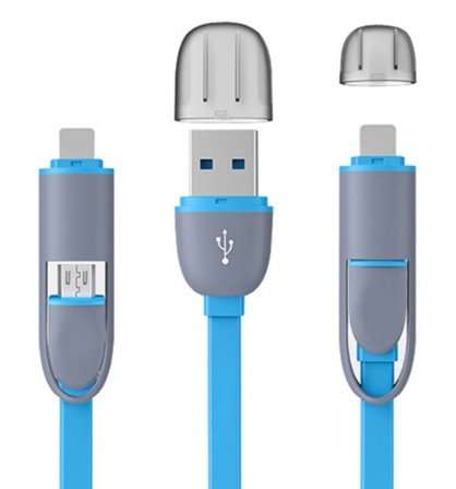 2 in 1 USB Charging Cable (Black) (iOS and Android) (Free Shipping)