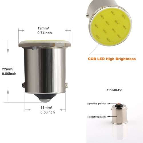 LED Single Contact COB Car Bulb Twin Pack - BA15s - Cool White