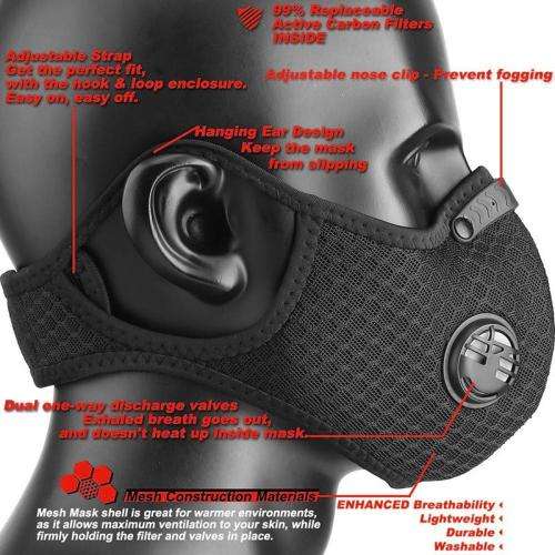 Washable N95 Dual Valve Sports Mask- Grey