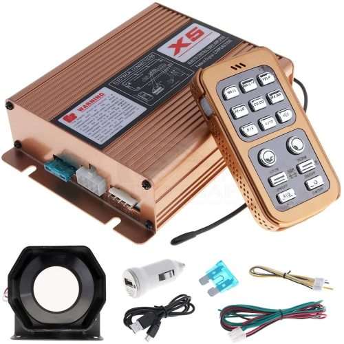 200W 12V 8 Sound Loud Car Warning Siren Horn Speaker with MIC System and Wireless Remote