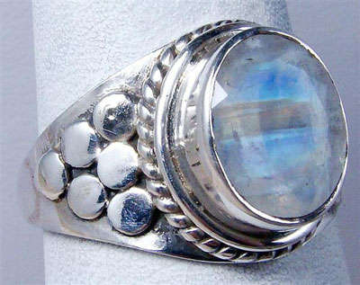 Solid Sterling Genuine MOONSTONE ring size 7