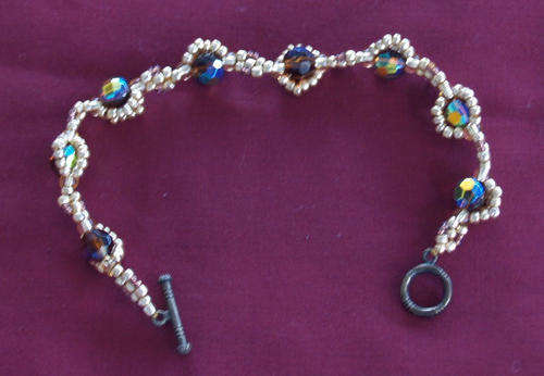 Bracelet Glass beads Brown Crystal finish
