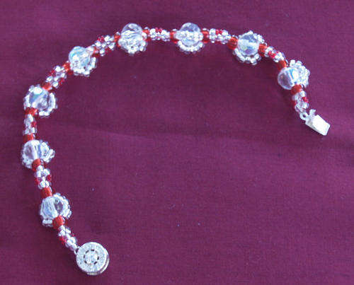 Bracelet Glass Red & Clear crystal finish